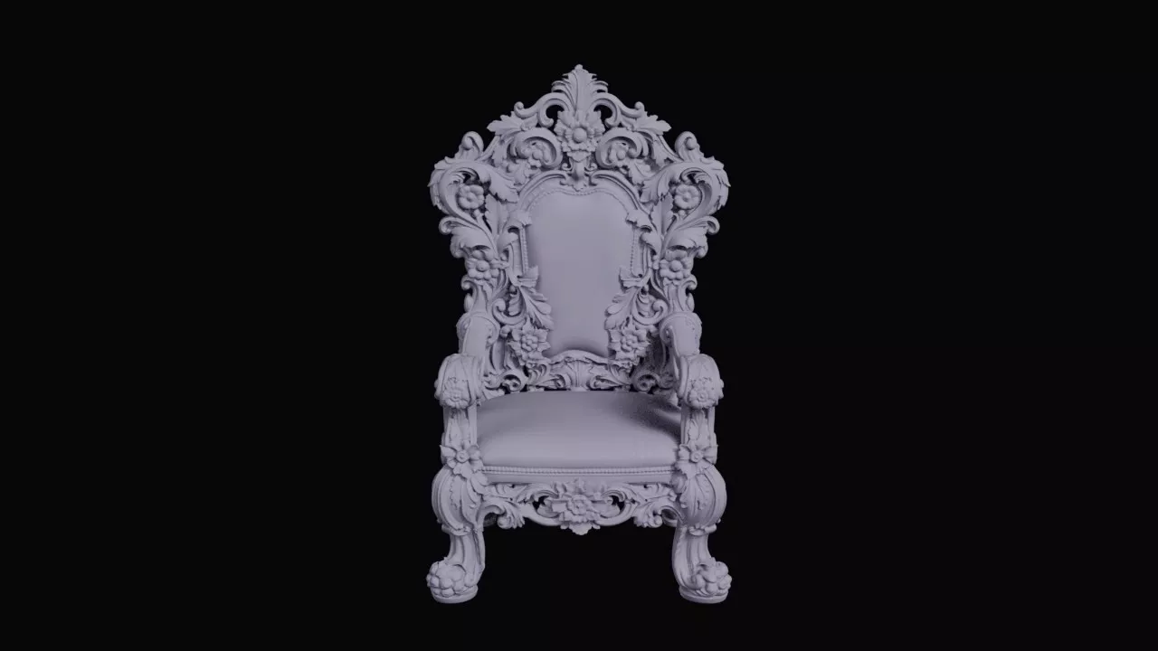 Baroque Carved Royal Armchair 3D print model