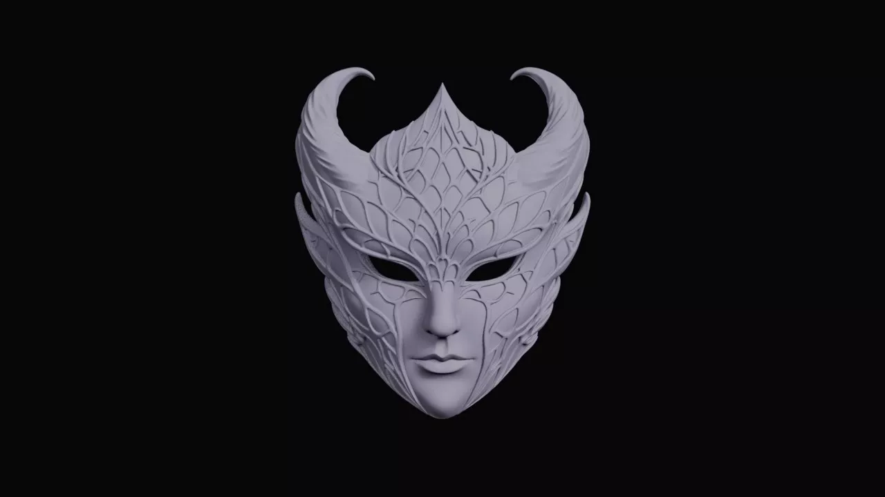 Stained Glass Horned Demon Mask 3D print model