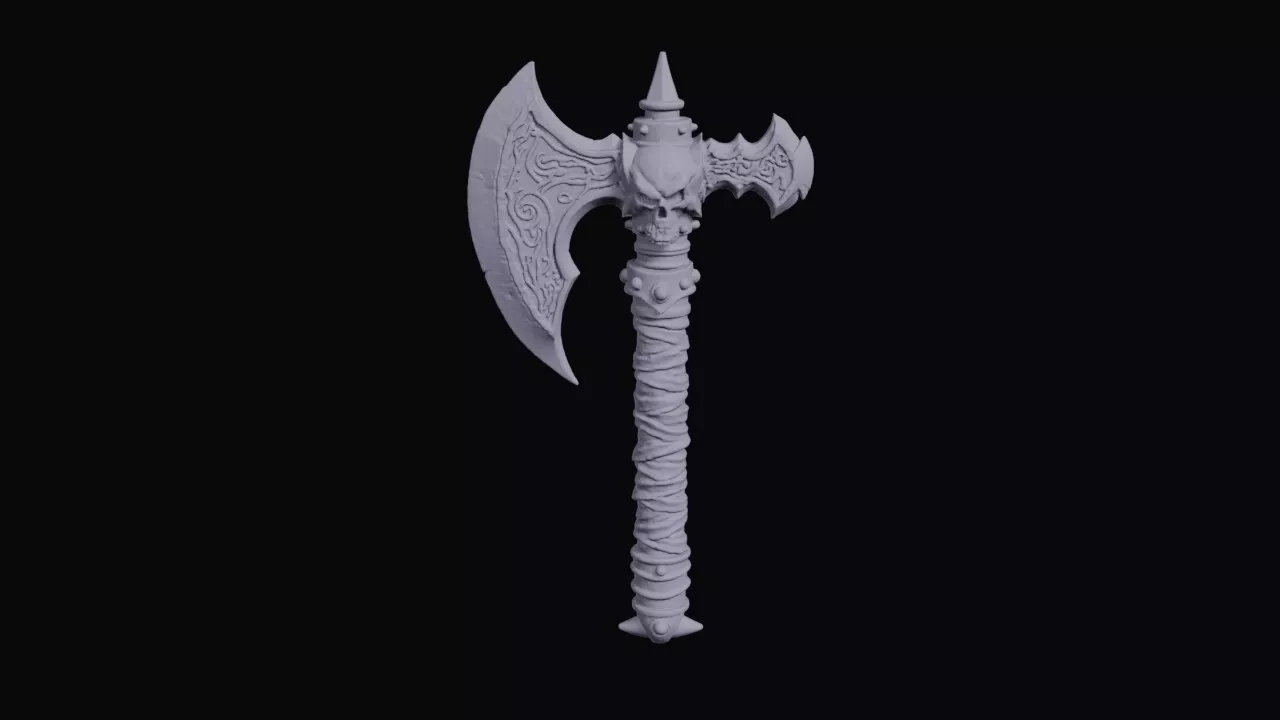 Infernal Battleaxe Fantasy Weapon 3D print model