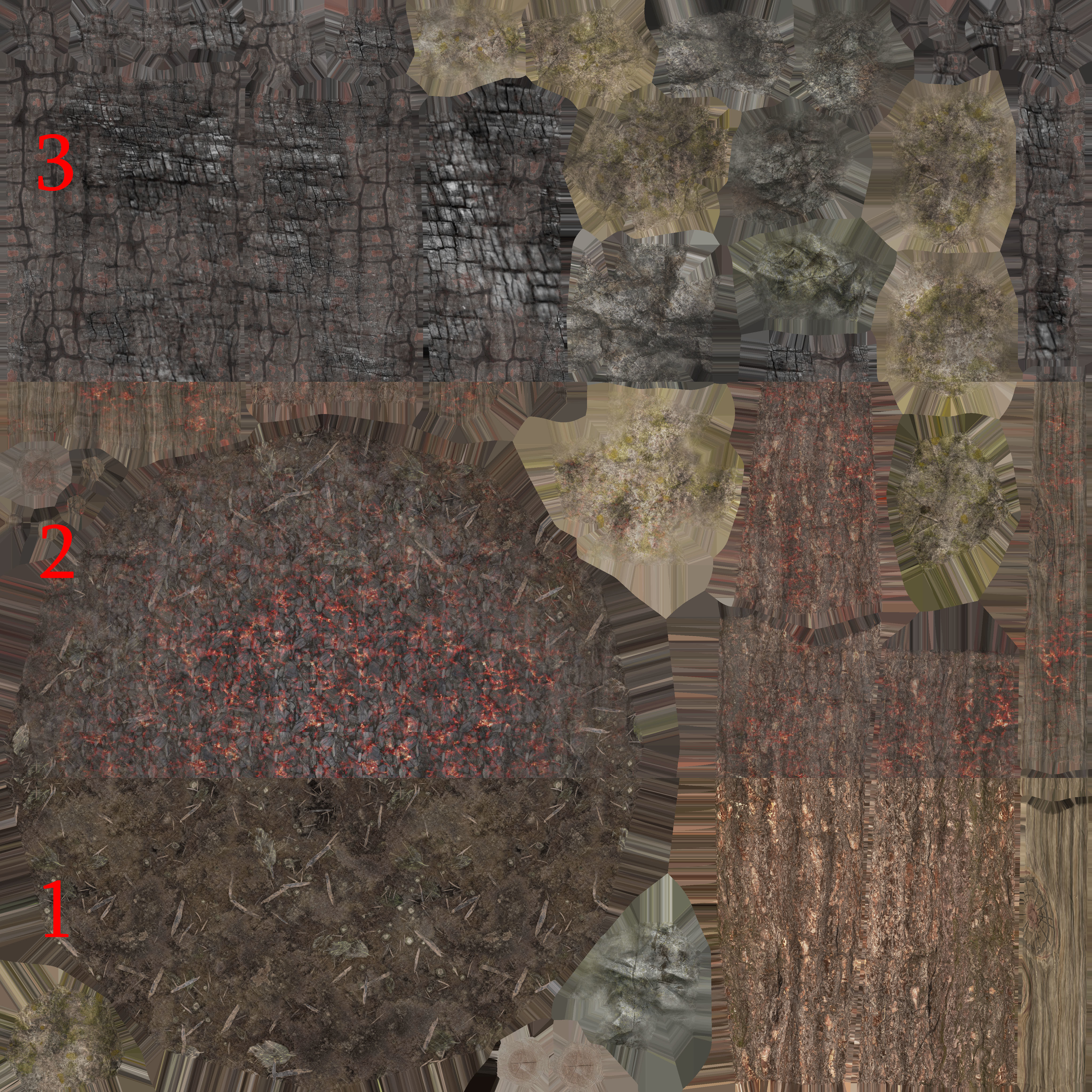 Bonfire fire pit with logs and rocks Low-poly 3D model_11