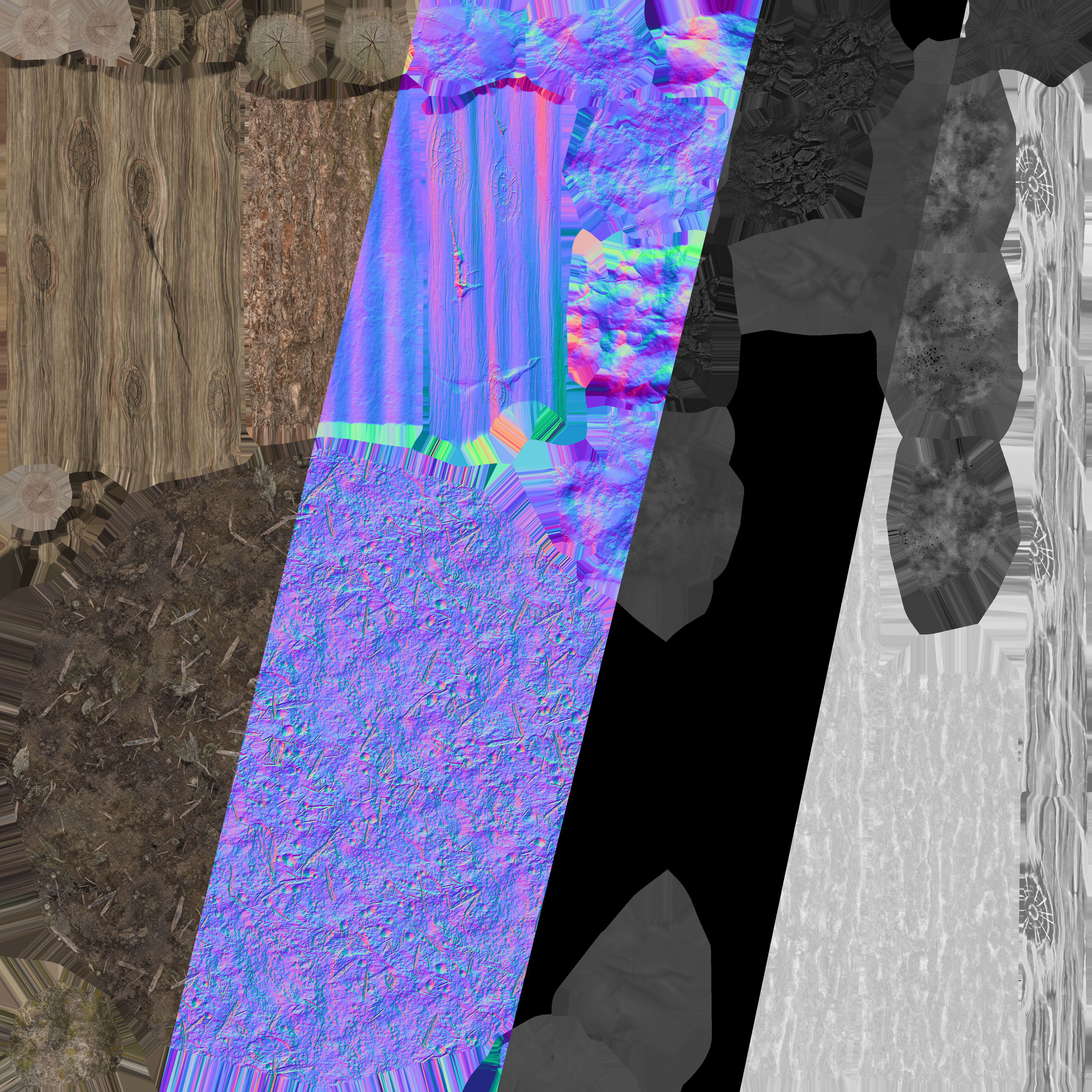 Bonfire fire pit with logs and rocks Low-poly 3D model_12