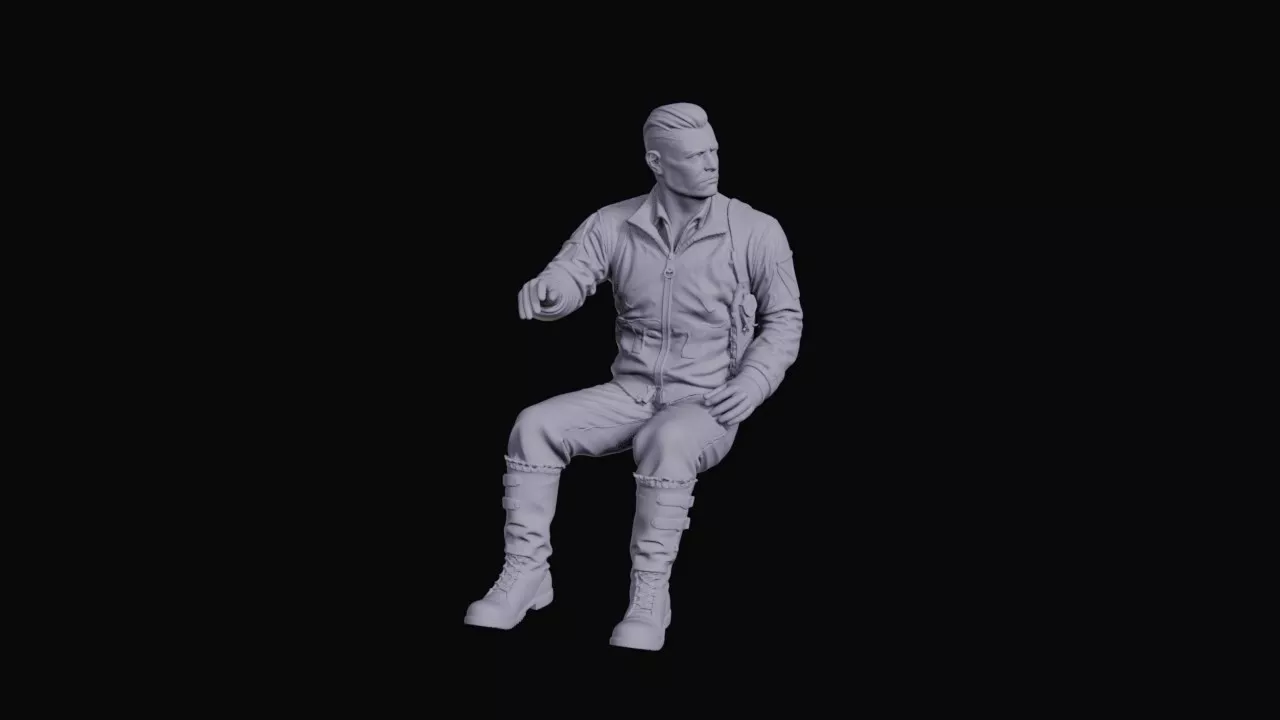 Seated Aviator Flight Pilot Figurine 3D print model
