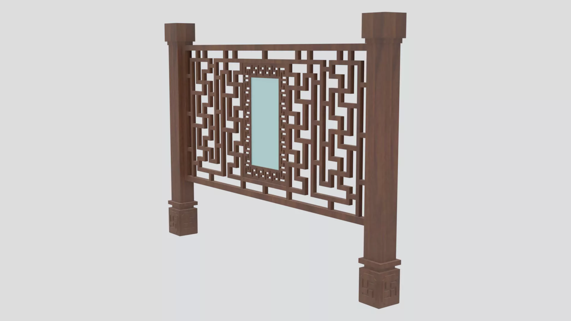 Decorative Garden Wooden Railing 21 3D Model Chinese Garden 3D model