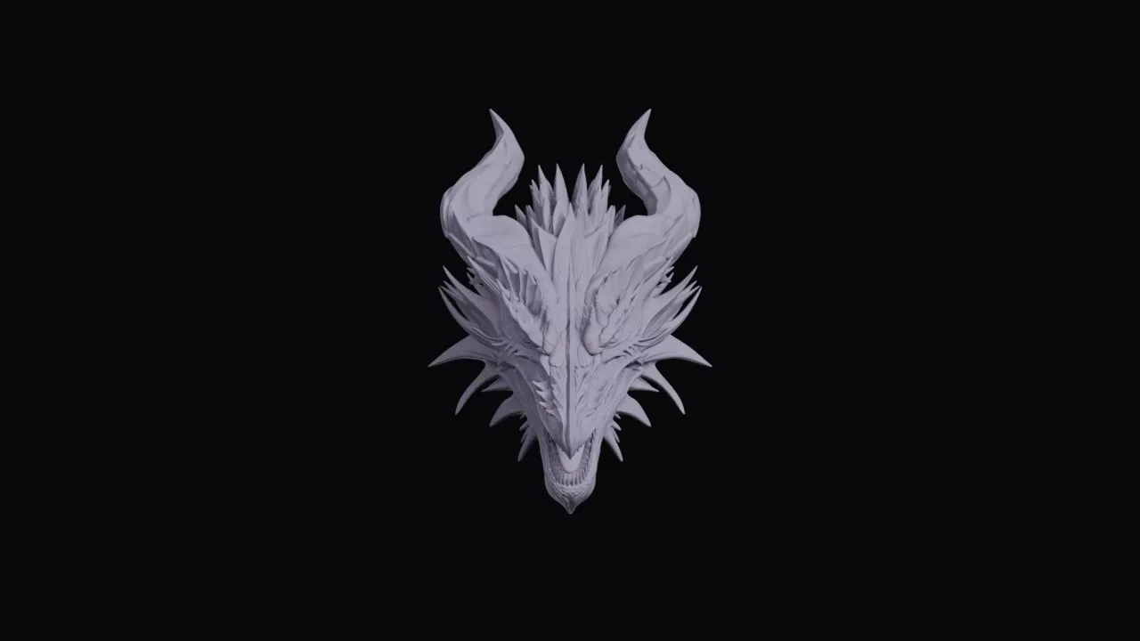 Spiked Dragon Head Trophy Bust 3D print model
