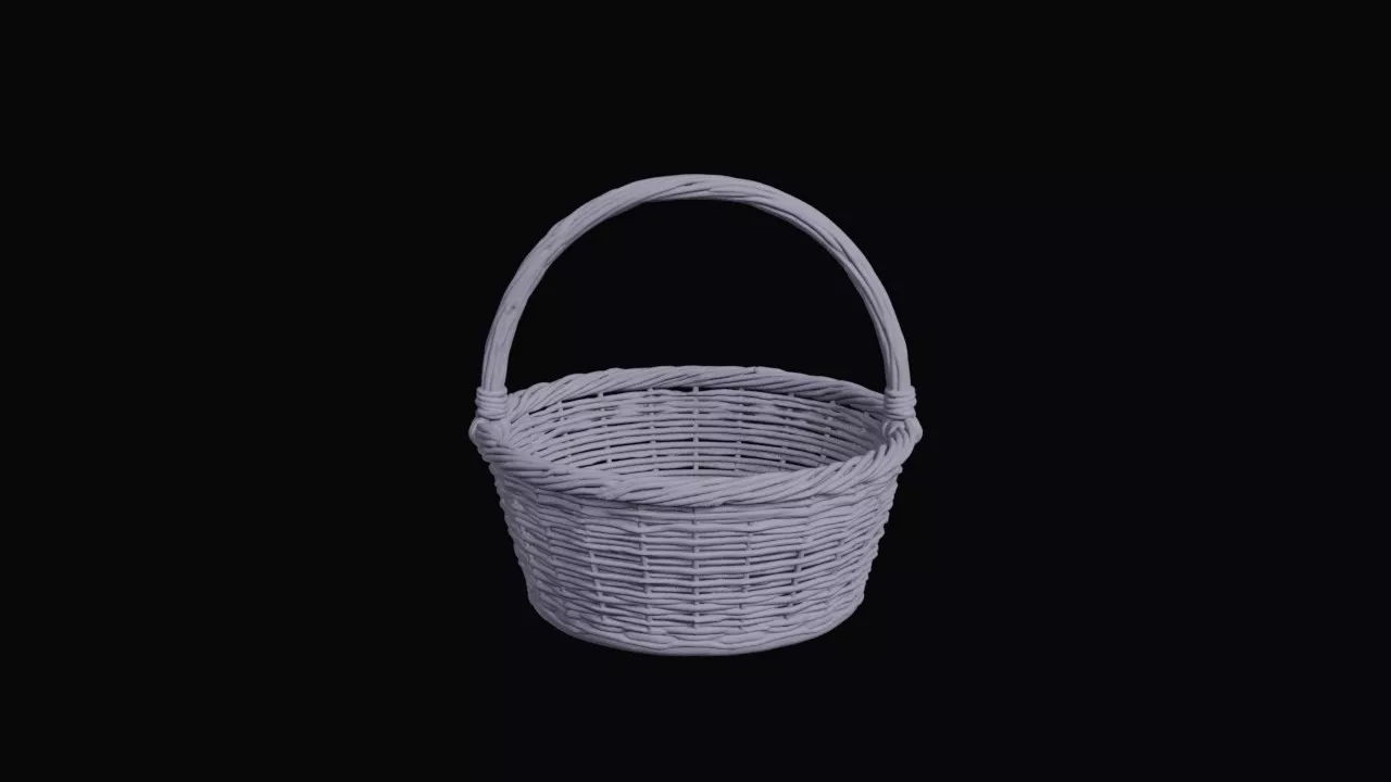Woven Wicker Picnic Basket with Handle 3D print model