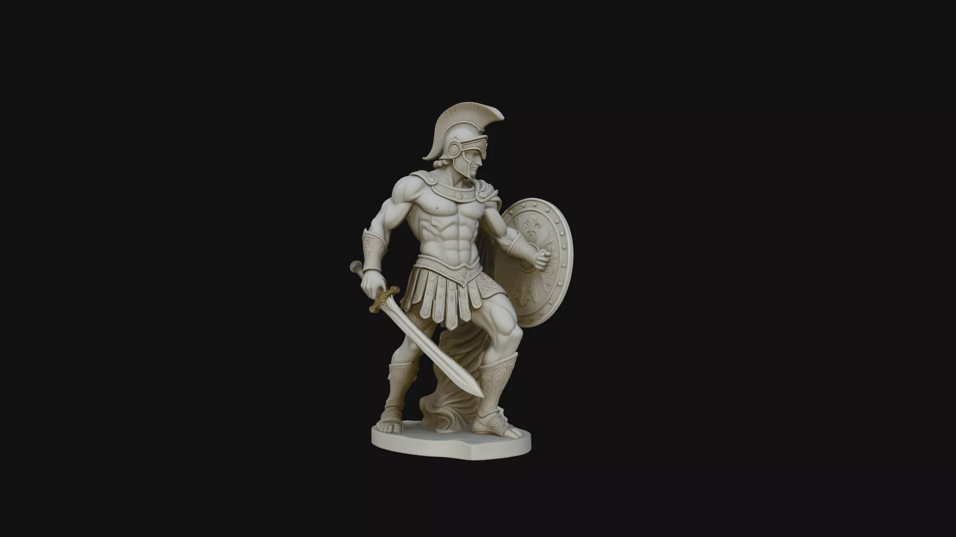 Greek Hoplite Warrior Statue Design 4 - 3D Print Model 3D print model