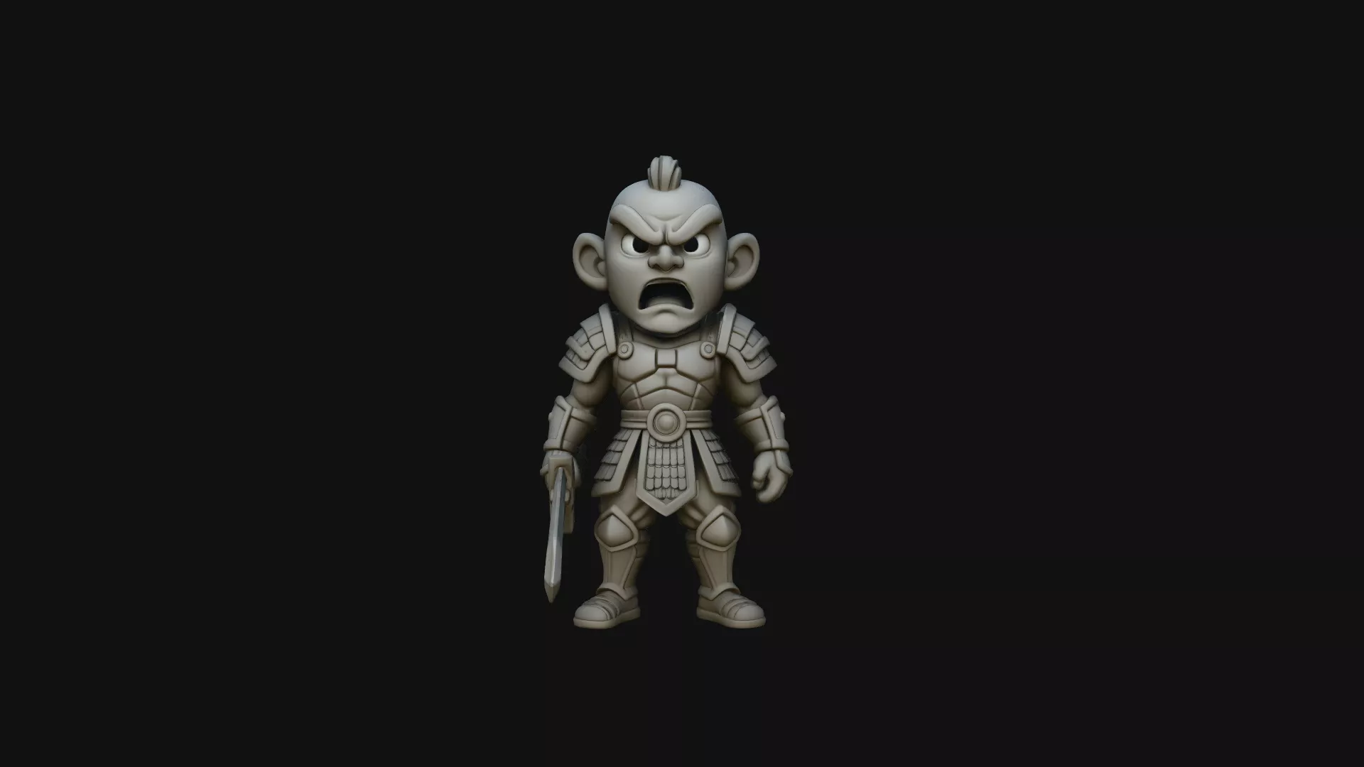 Chibi Armored Warrior Statue Design 2 - 3D Print Model 3D print model