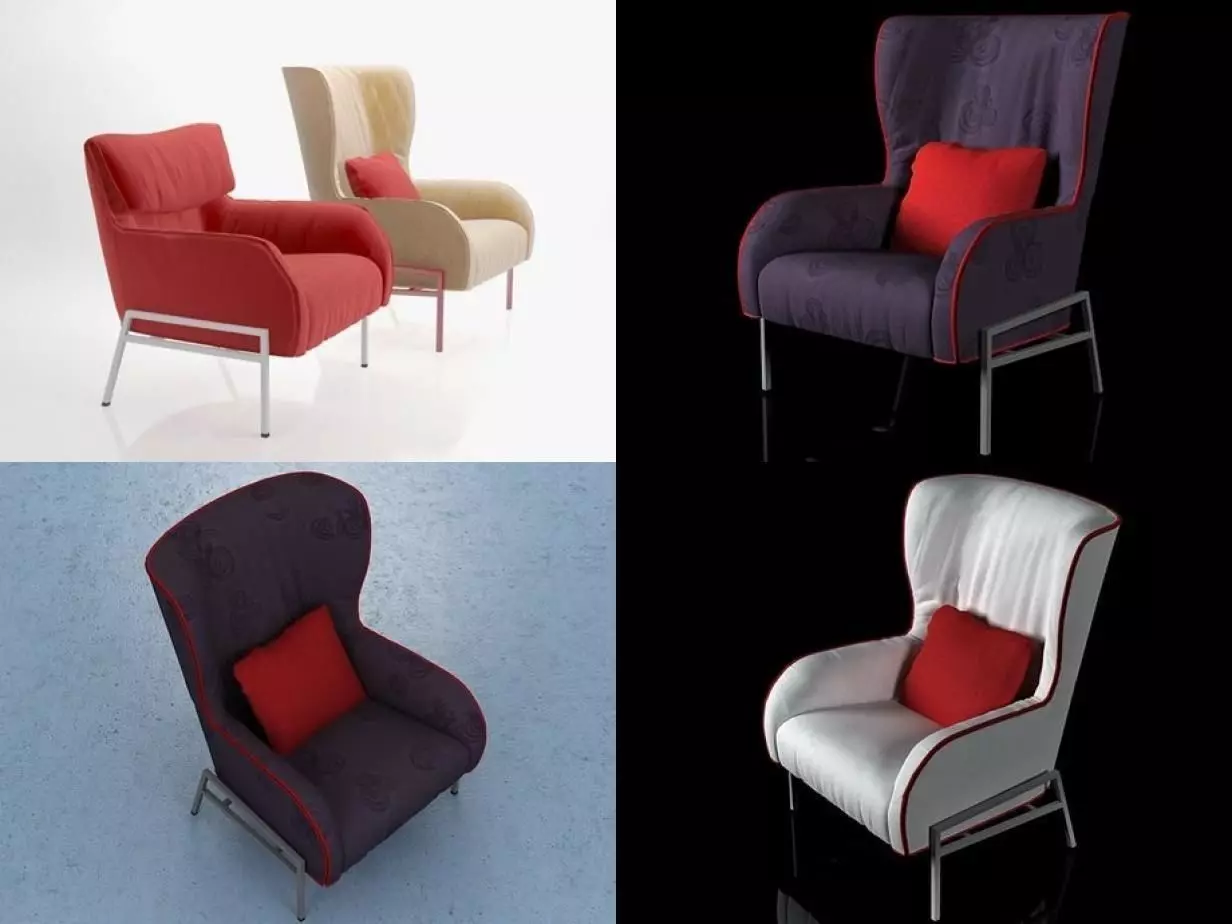 Bergere-Legere four different chairs 3D model_0