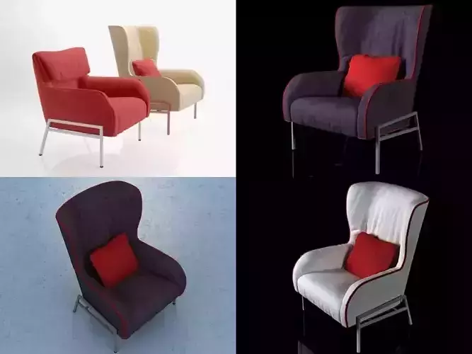 Bergere-Legere four different chairs 3D model