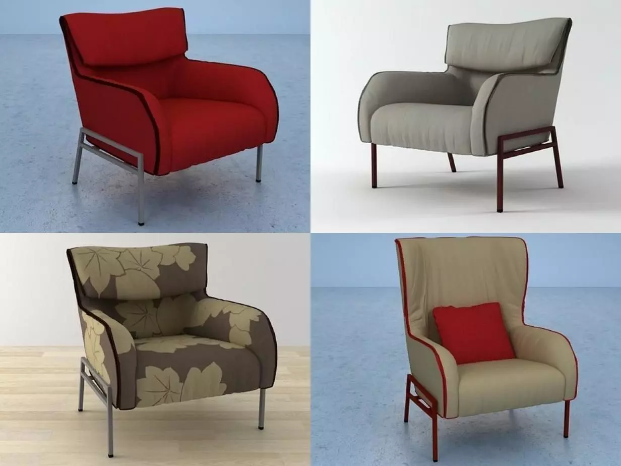 Bergere-Legere four different chairs 3D model_1