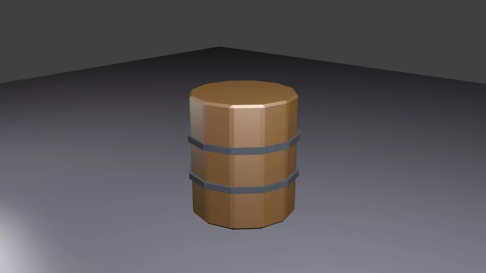 Low Poly Wooden Barrel Game Ready Low-poly 3D model