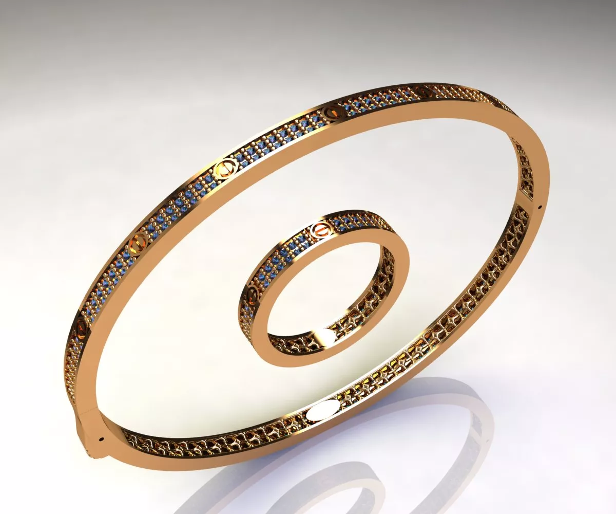 3010 Matching-Screw-Motif-Bangle-and-Ring 3D print model