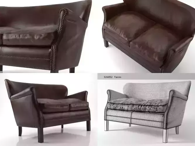 Professors Leather Double Chair With Nailheads