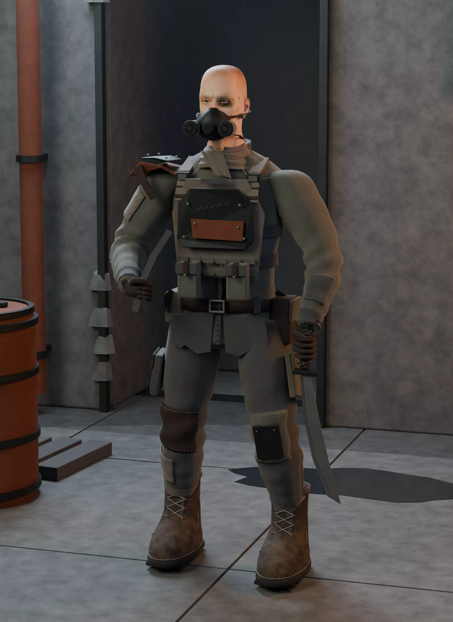 THE SALVAGER - Post-Apocalyptic Raider Low-poly 3D model