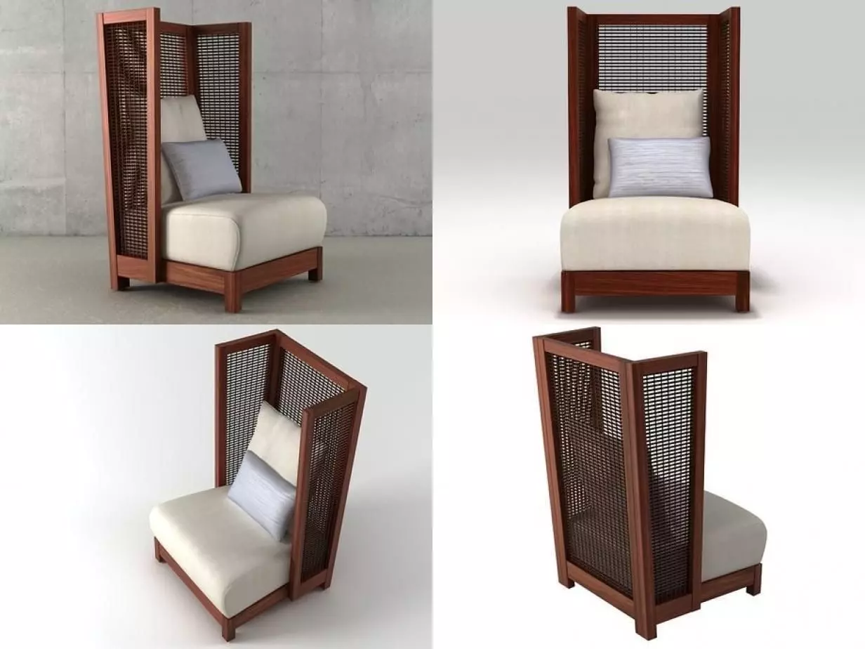 Suzy Wong Easy Armchair  High Back 3D model_0