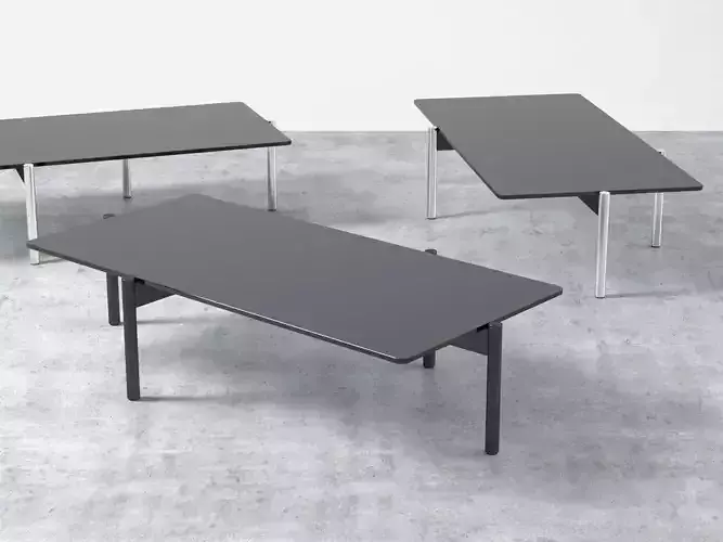 DS-21-91 table with glass top and stainless steel legs 3D model