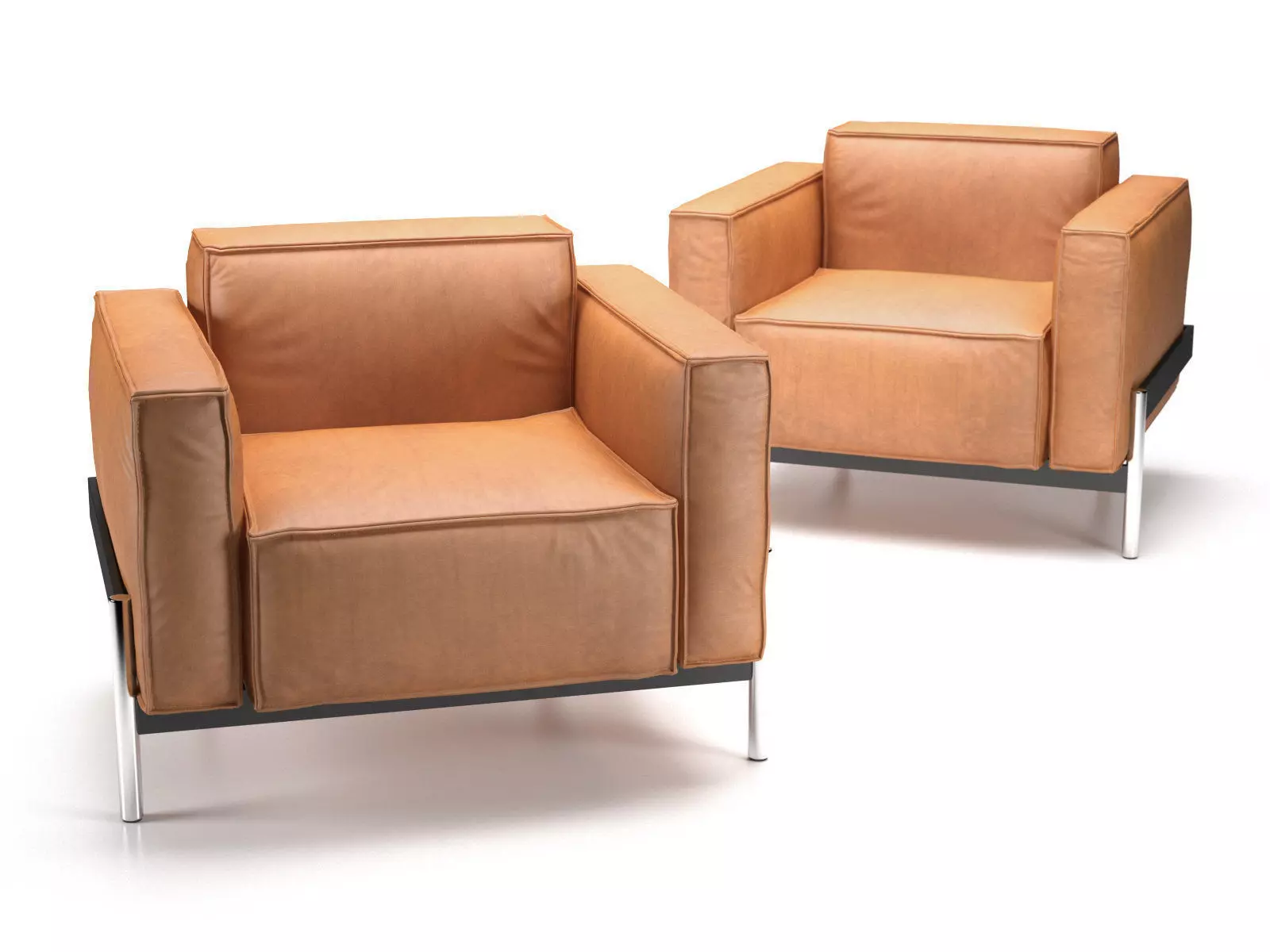 DS-21-01 leather armchair with frame 3D model_1