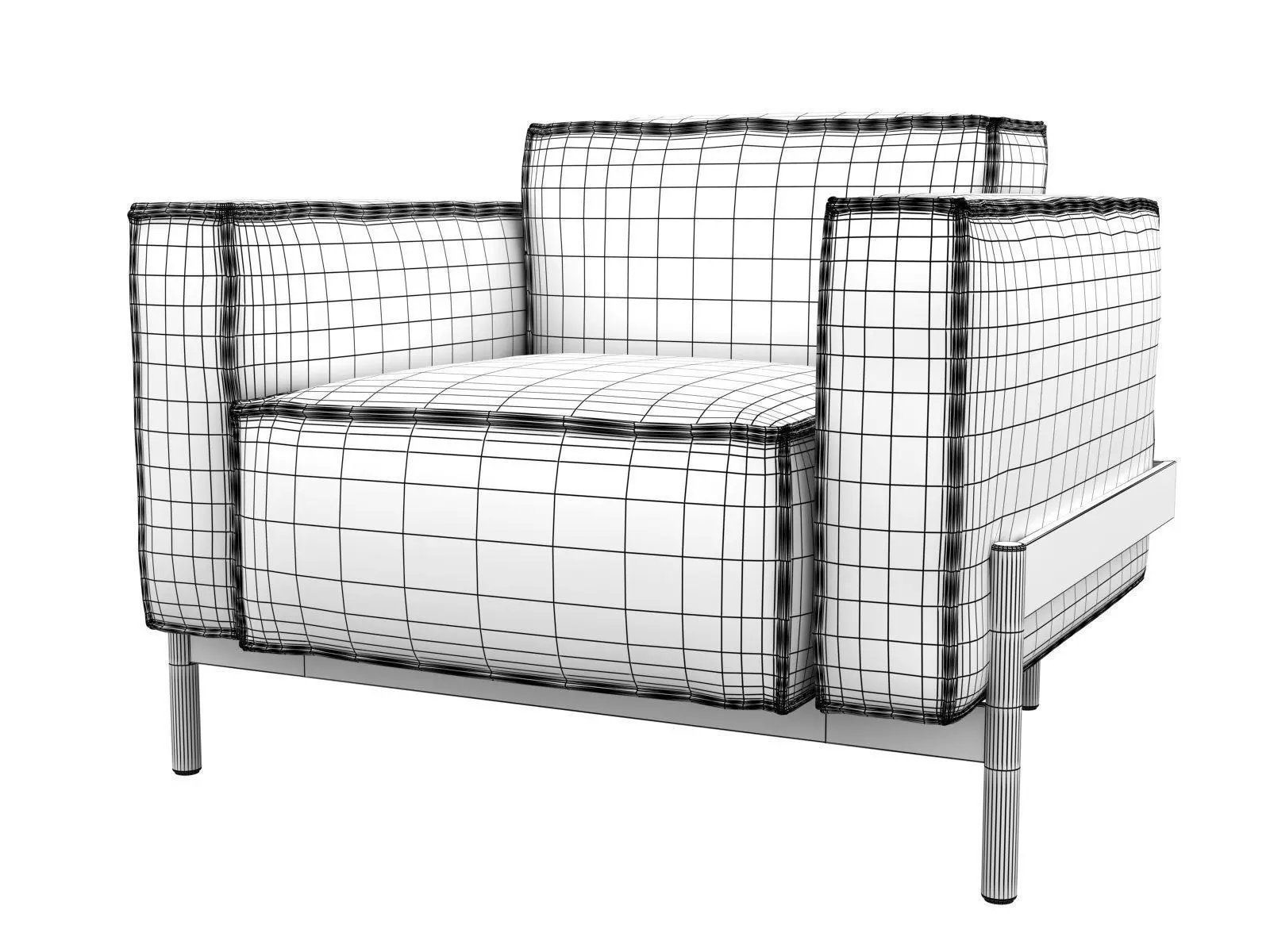 DS-21-01 leather armchair with frame 3D model_4