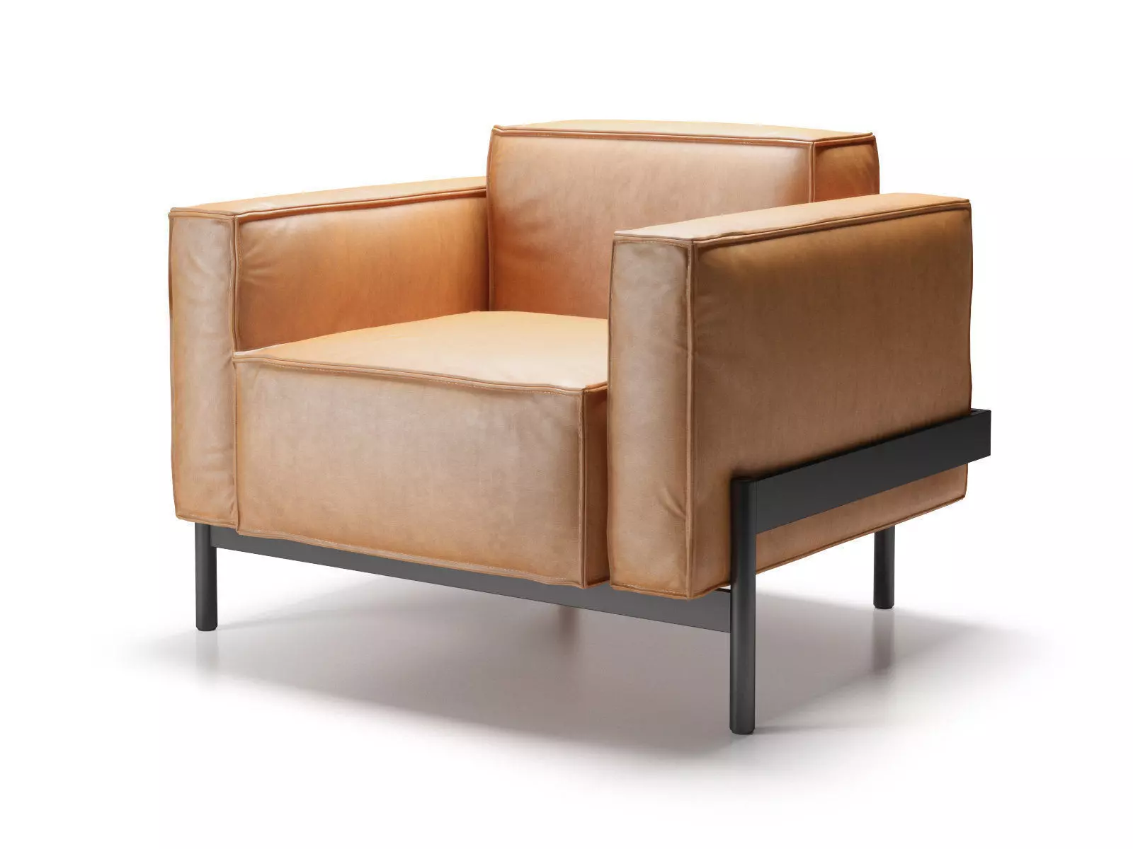 DS-21-01 leather armchair with frame 3D model_0