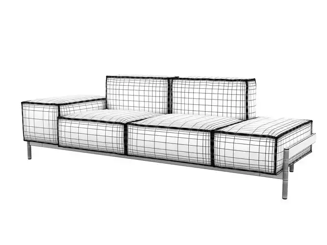 DS-21-123 leather sofa with chrome legs