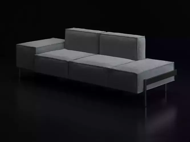 DS-21-123 leather sofa with chrome legs