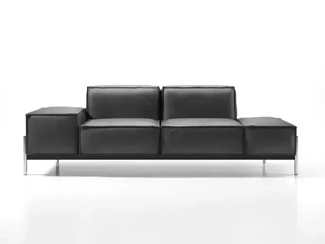 DS-21-123 leather sofa with chrome legs 3D model