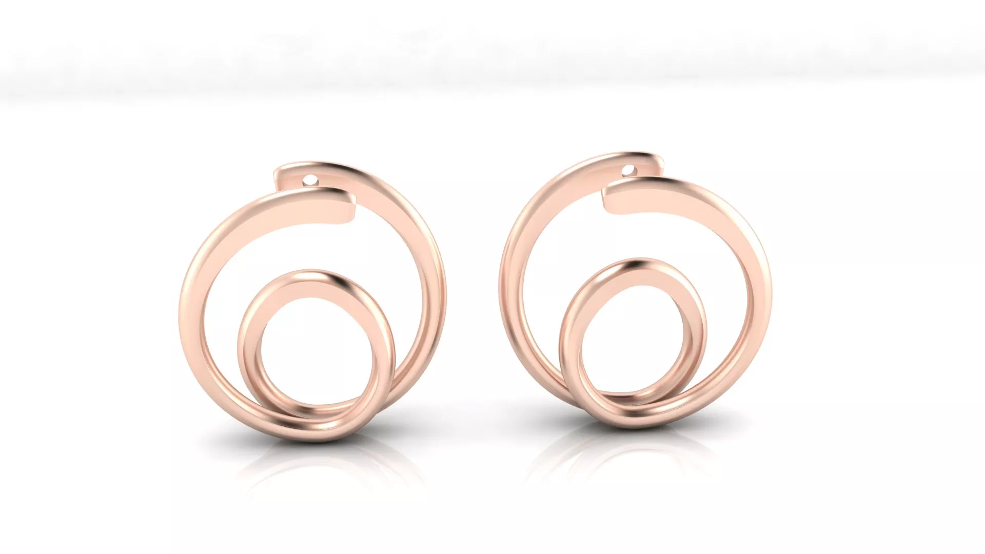 Rose Gold Double Spiral Swirl Wire Stud Earrings 3D print model