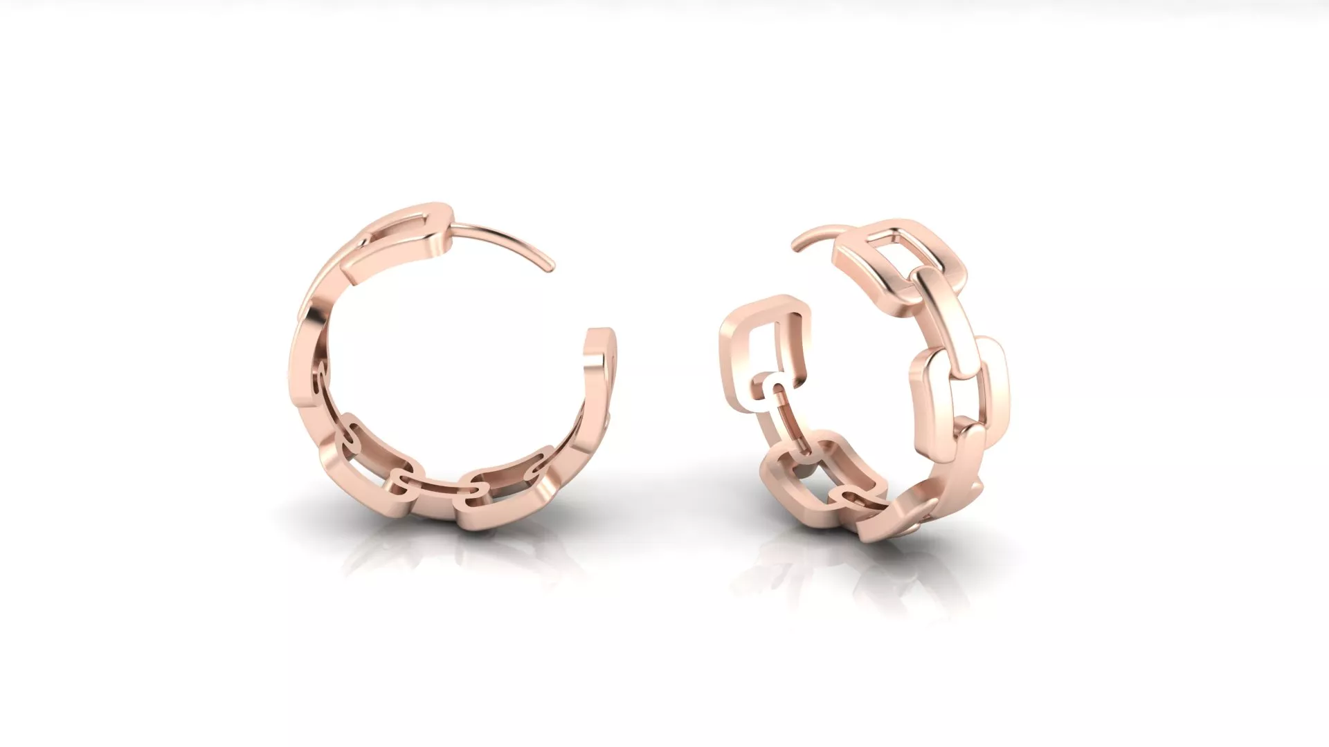 Rose Gold Paperclip Chain Link Hoop Earrings 3D print model