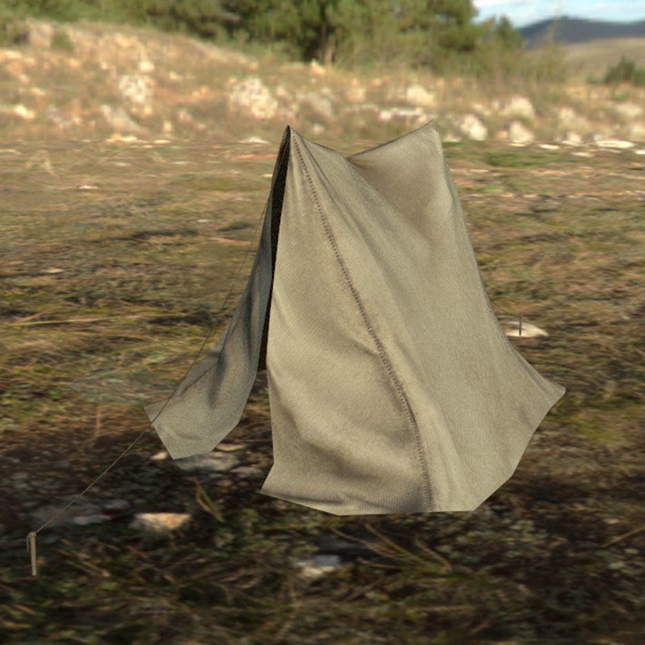 Tent Low-poly with rope Low-poly 3D model_1