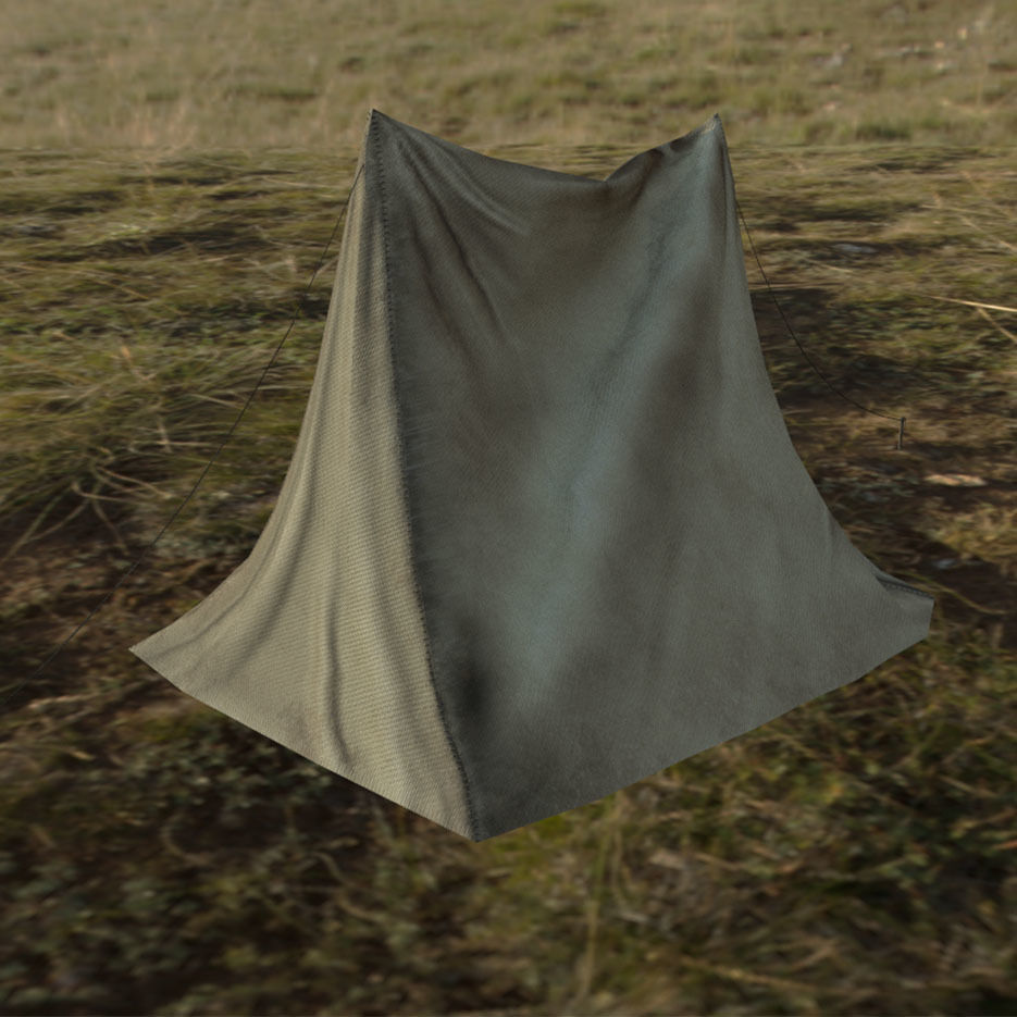 Tent Low-poly with rope Low-poly 3D model_7
