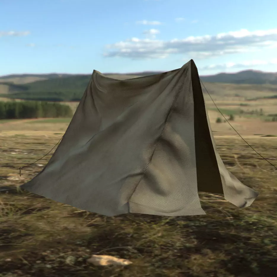 Tent Low-poly with rope Low-poly 3D model_0
