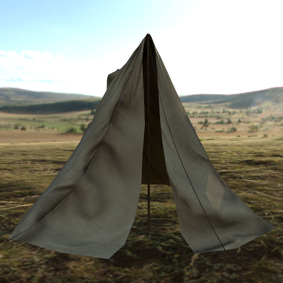 Tent Low-poly with rope Low-poly 3D model_2