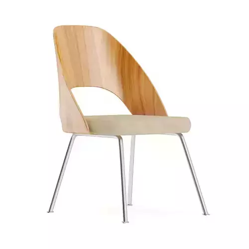 Wood and Metal Chair with Fabric Seat