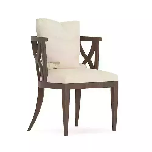 Wooden Chair with Fabric Seat and Pillow