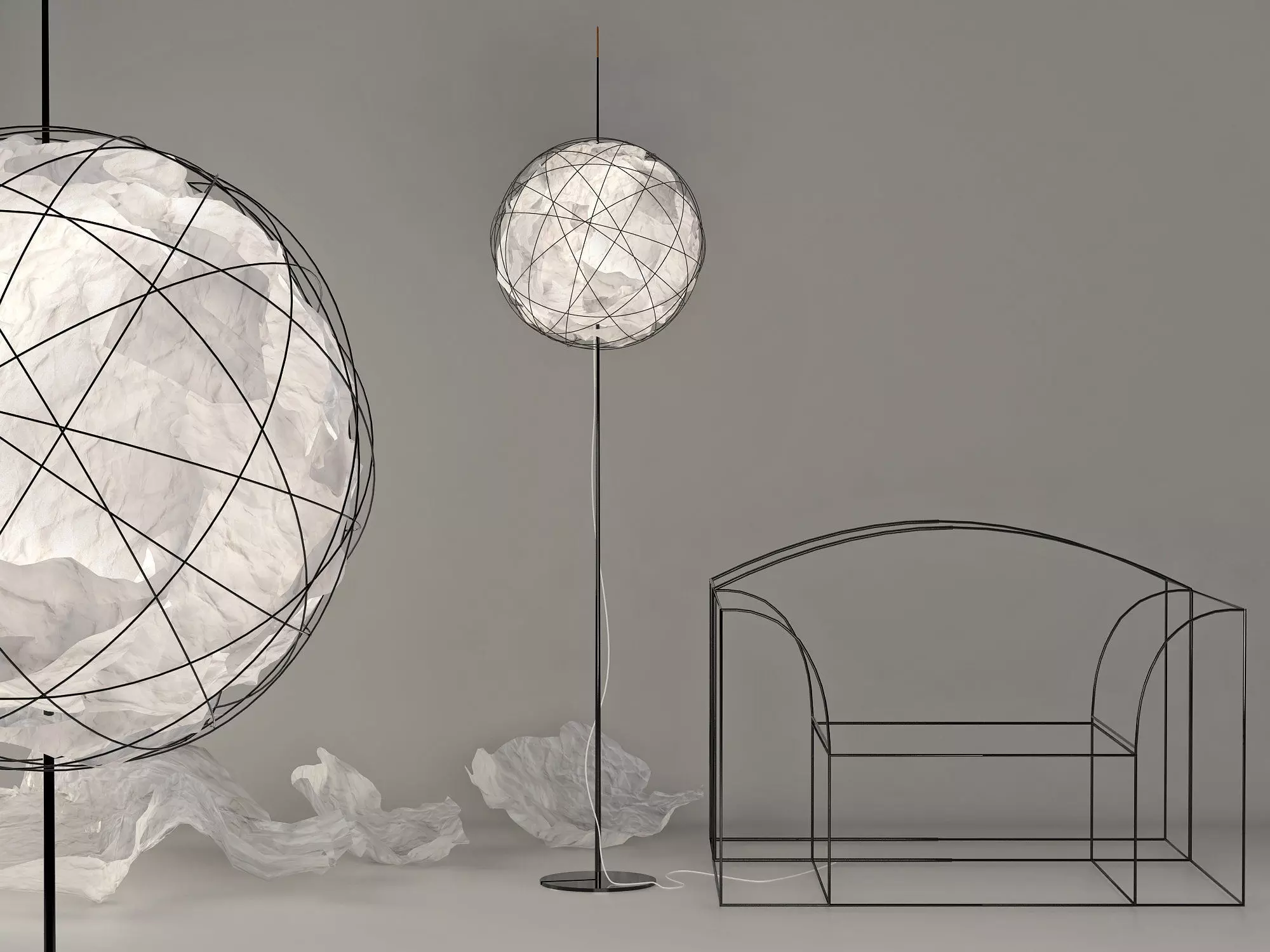 Knuller floor lamp with paper 3D model_0