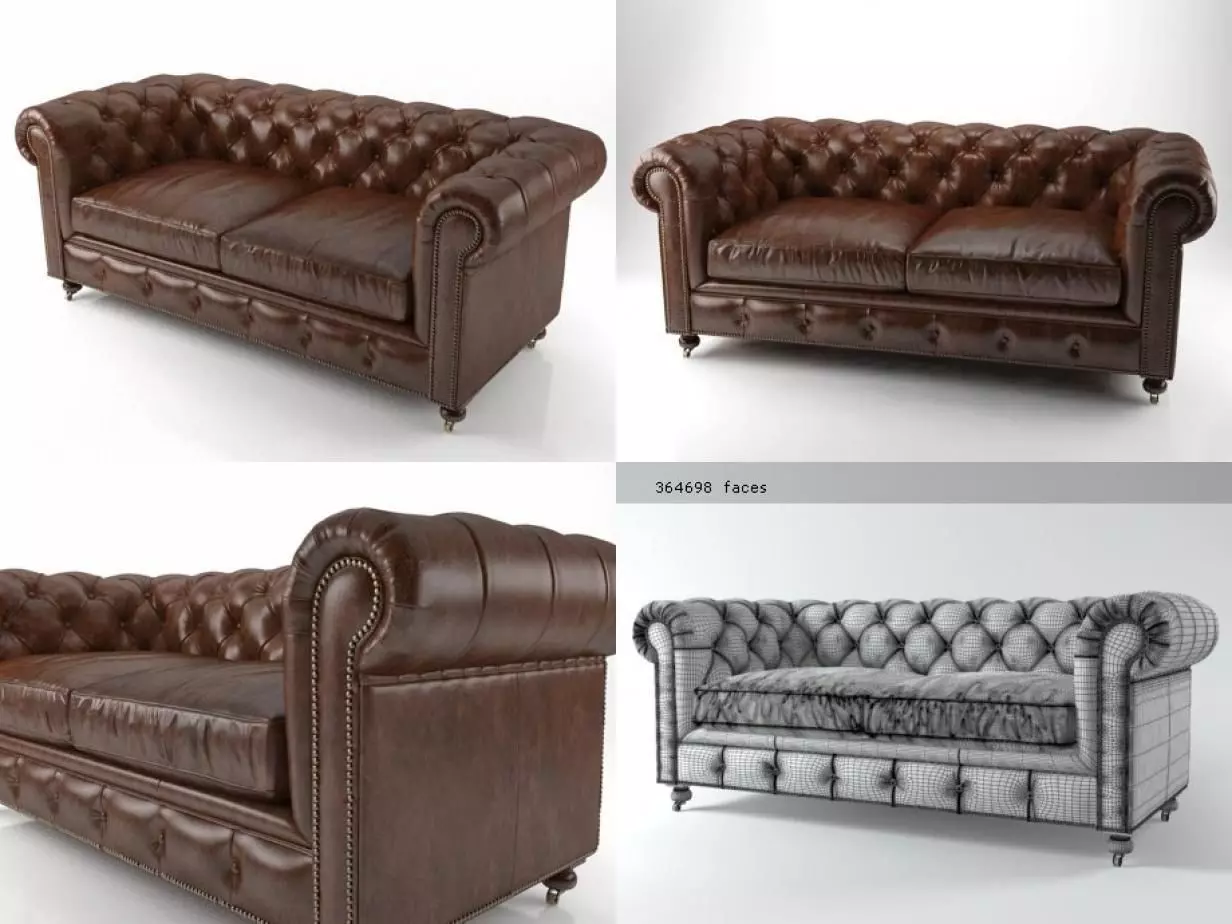 72 The Petite Kensington Leather Sofa 3D model_3