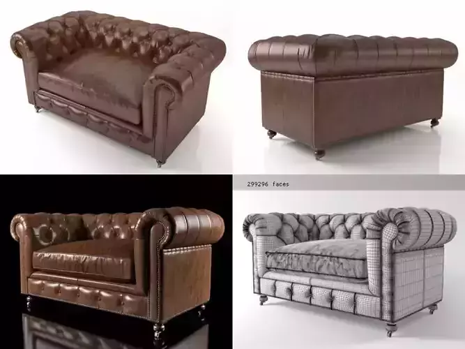 60 Kensington Leather Sofa