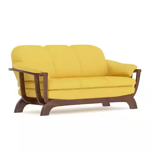 Yellow Sofa with Wooden Frame
