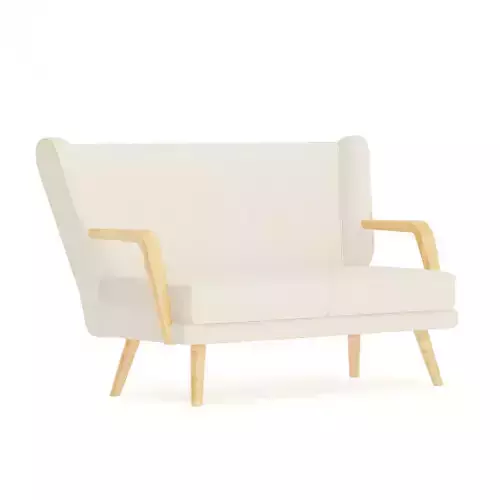 Beige Sofa with Wooden Arms