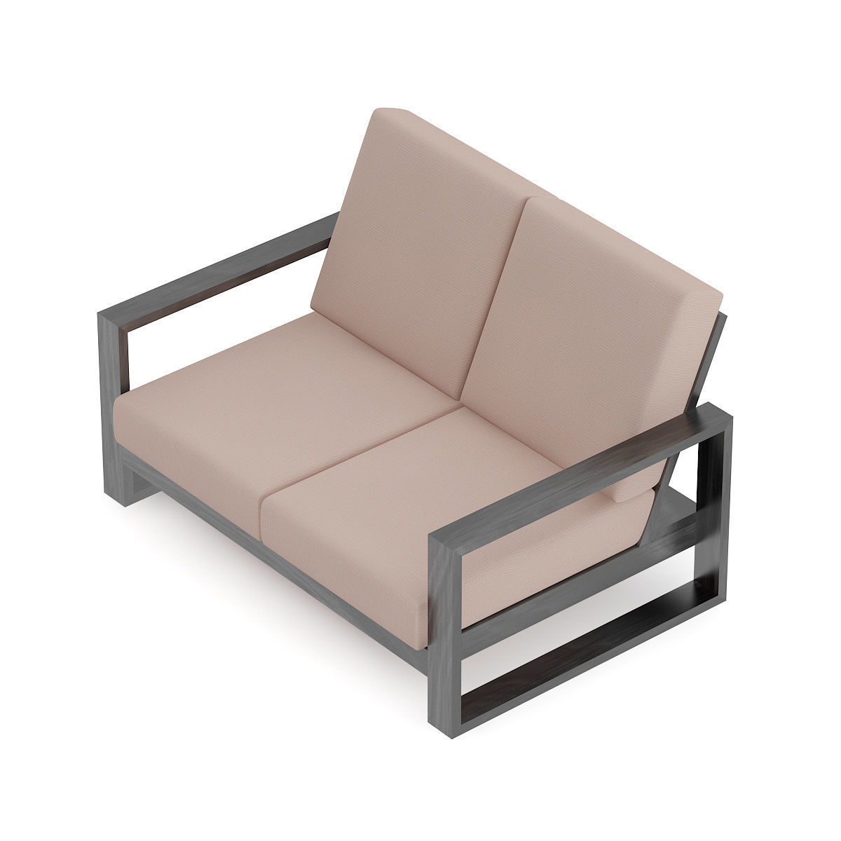 Sofa with Black Wooden Arms 3D model_2