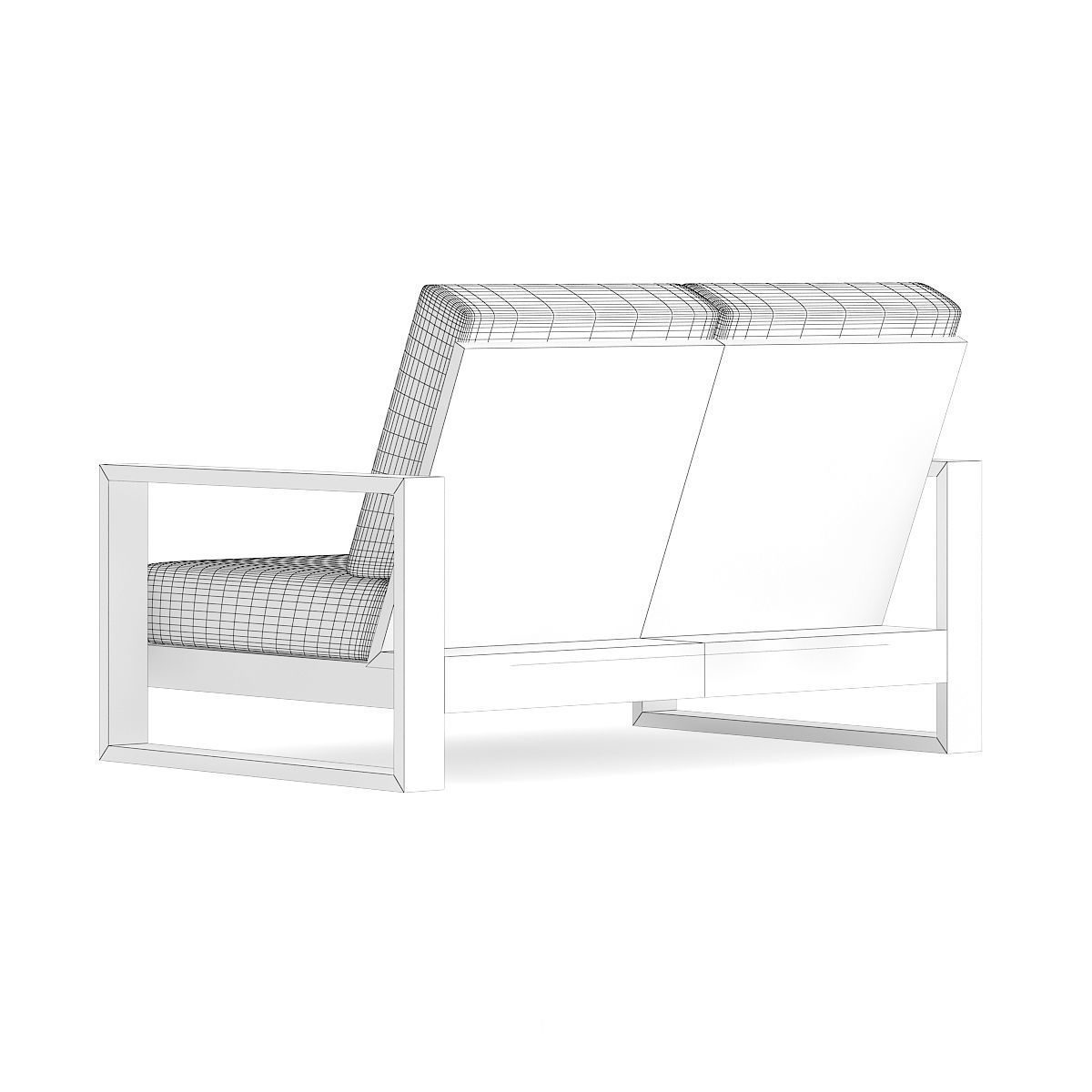 Sofa with Black Wooden Arms 3D model_4