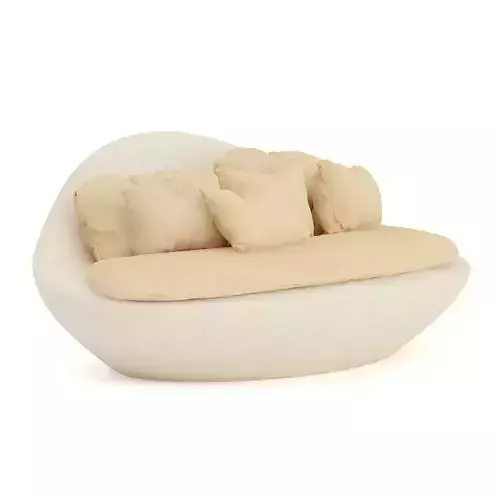 Round Sofa with Pillows 3D model