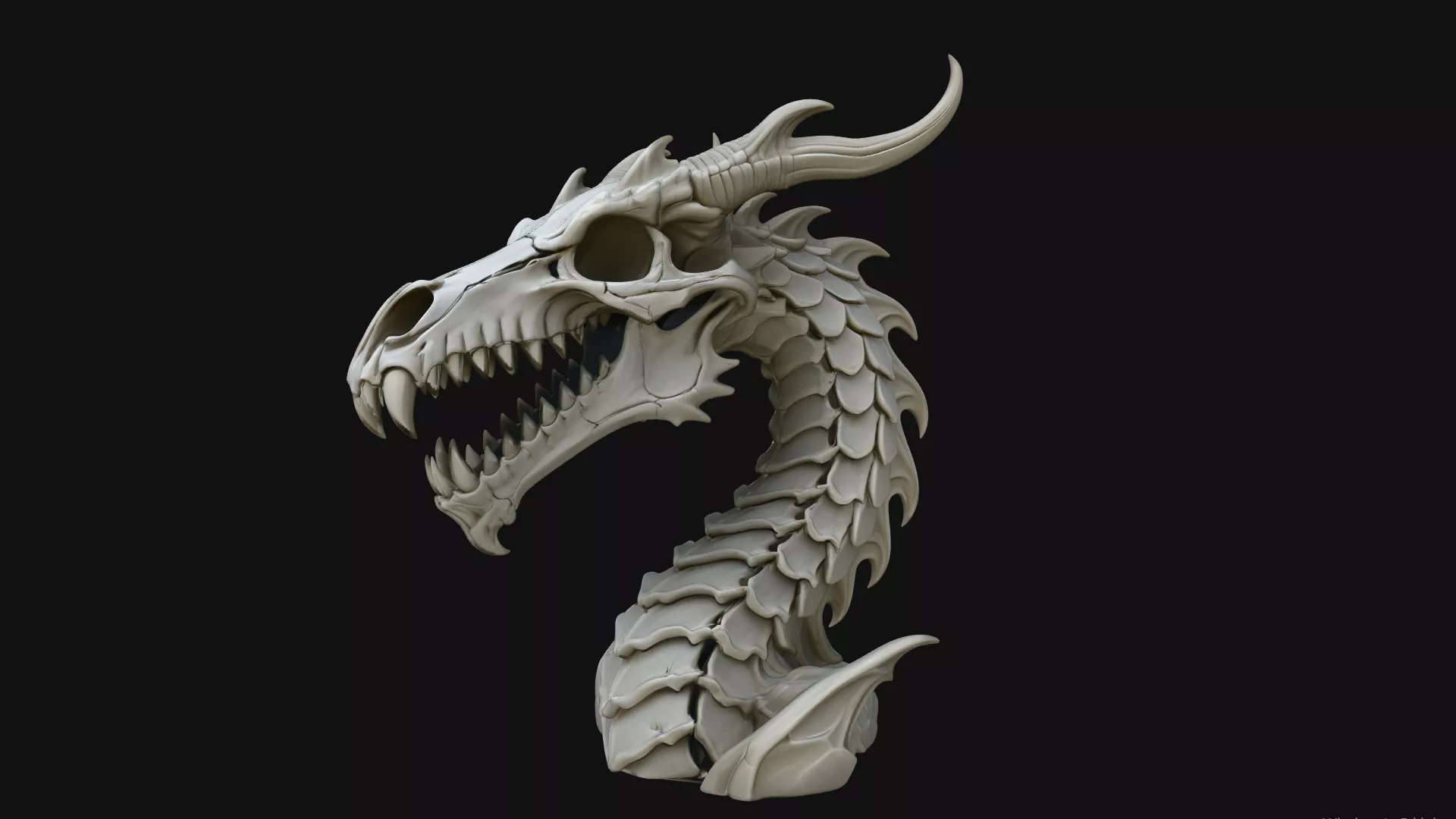 Dragon Skull Bust Statue Design 2 - 3D Print Model 3D print model