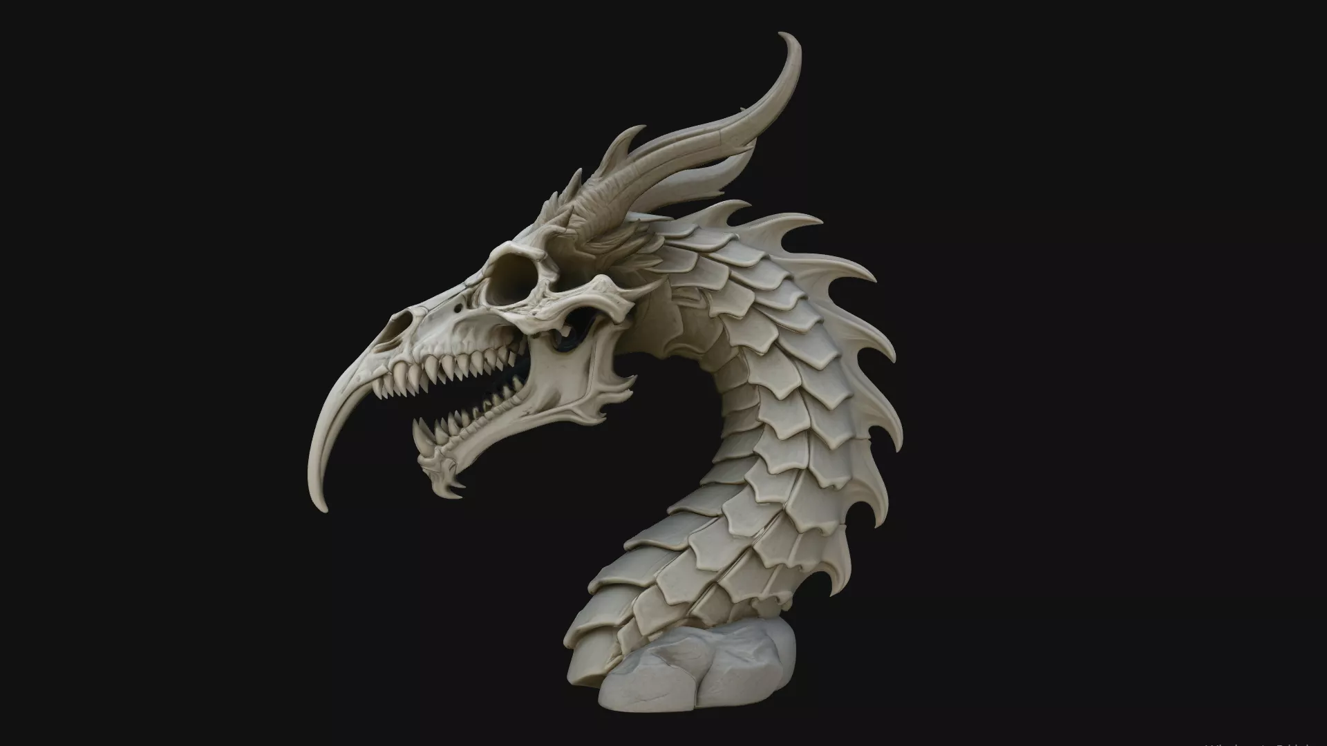 Dragon Skull Bust Statue Design 4 - 3D Print Model 3D print model
