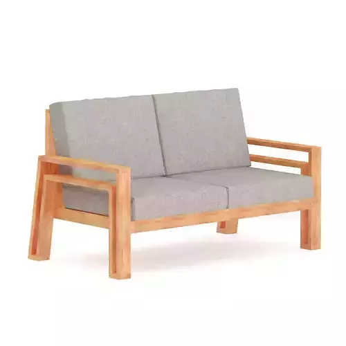Grey Sofa with Wooden Arms