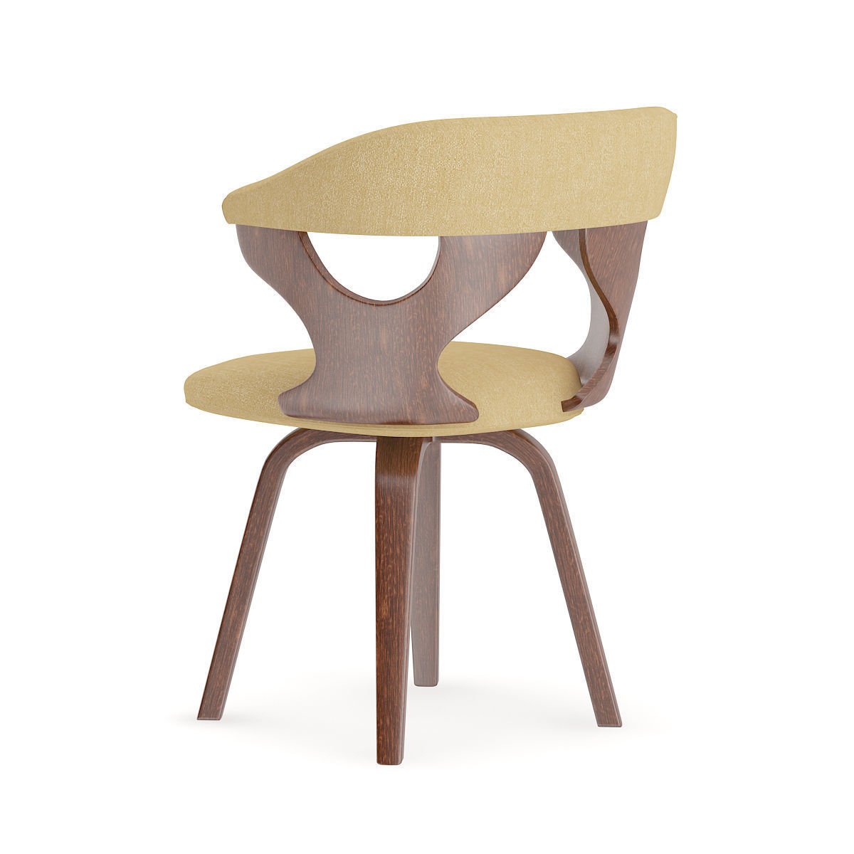 Wooden Chair with Fabric Seat and Back 3D model_1