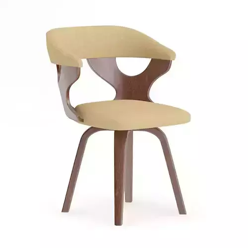 Wooden Chair with Fabric Seat and Back 3D model