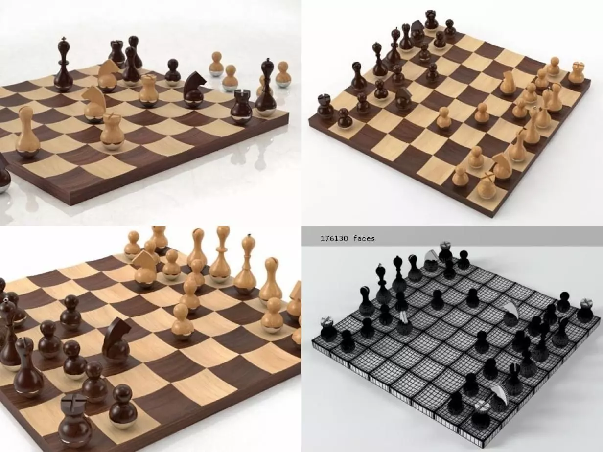 Wobble Chess Set 3D model_2