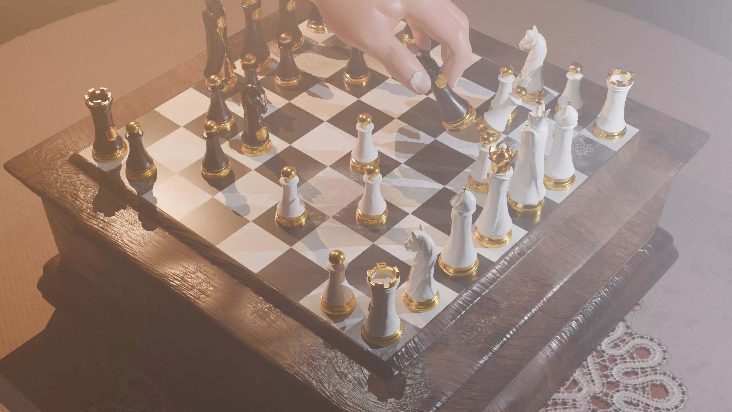 Luxury Chess Set Sculpted Chess Pieces 3D model