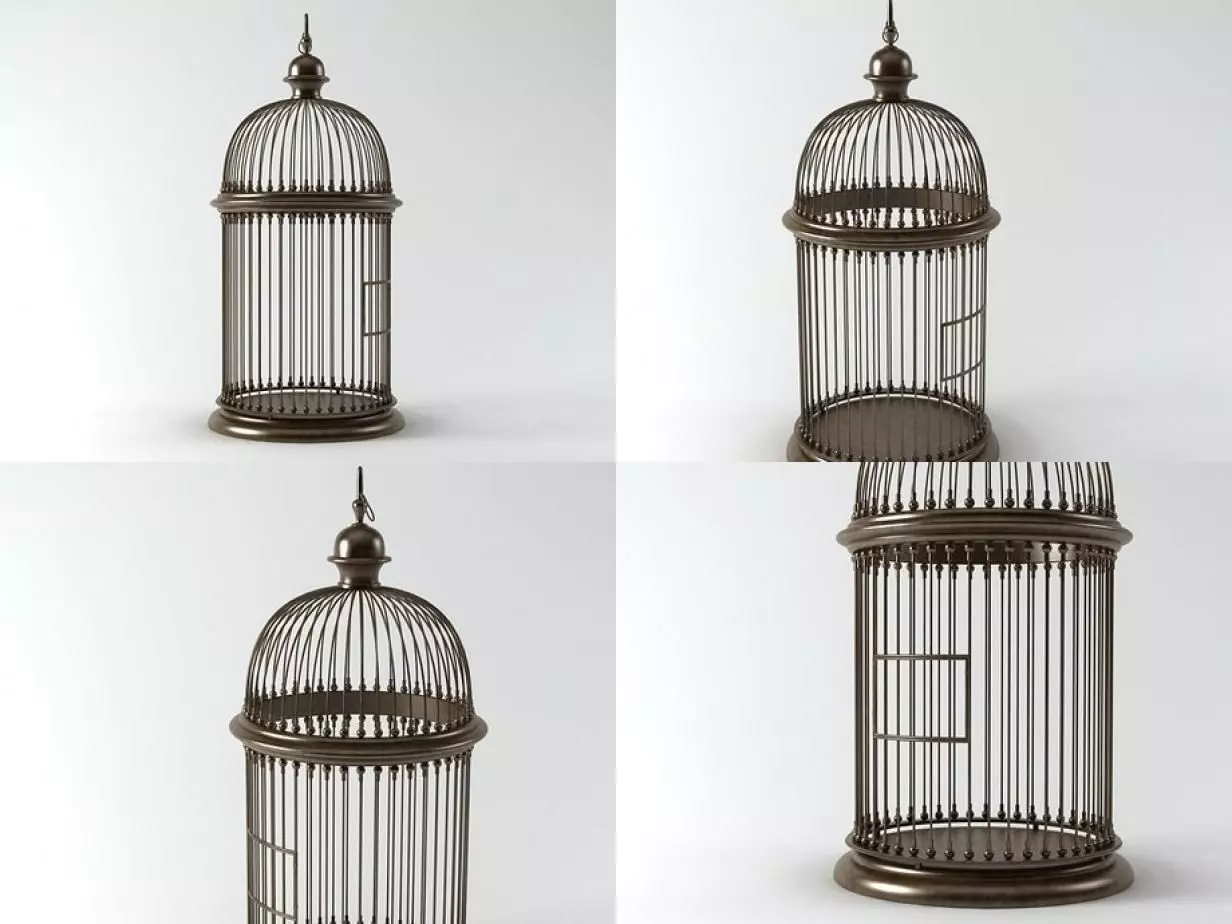 Birdcage four different bird cages 3D model_1